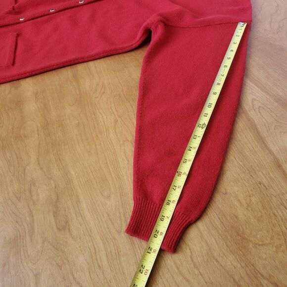 Mackinnon of Scotland Wool Cardigan Sz M Long Red Button Up Tunic Holiday Preppy - Picture 8 of 9